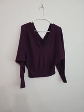 Express Plum Dolman Sleeve Sweater Size XS Purple Lightweight Ribbed Hem  Cuffs