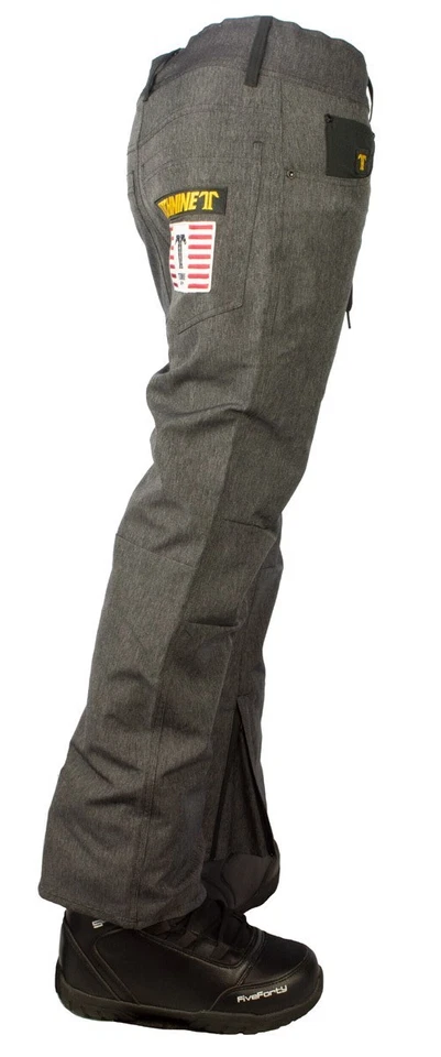 Technine Niner Denim Shell Snowboard Pants, Men's Large, Black Denim New - Image 3 of 3