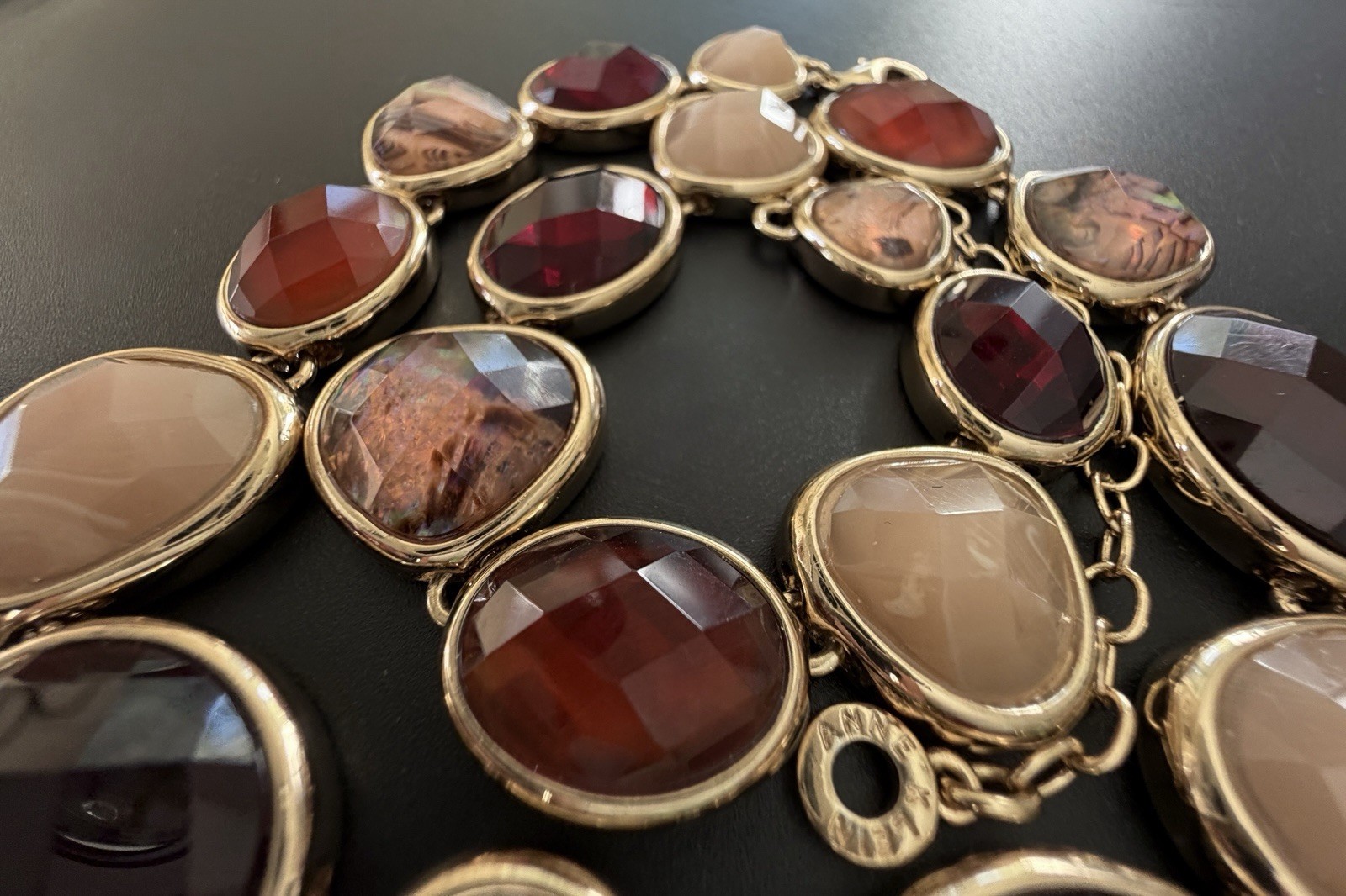 Anne Klein Multi Stone Abalone Shell Necklace Gol… - image 20