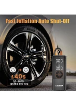 LOLSSA Black Wireless Air Pump Tire Inflator Portable Air Compressor, Black