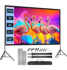Outdoor Projector Screen with Stand, 100 inch 100 inch projector screen