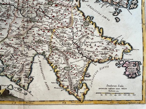 GREECE PELOPONNESE 1685 ROSSI- VIGNOLA LARGE UNUSUAL ANTIQUE MAP 17TH CENTURY - Picture 4 of 13