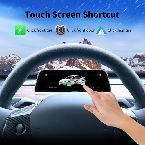 For Tesla Model 3 Y Head-Up Display 9.66 Inch Touch Screen HUD Wireless Carplay - Foto 23 di 24