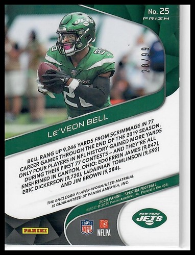 2020 Panini Spectra #25 Le'Veon Bell Sunday Spectacle New York Jets - Picture 2 of 2