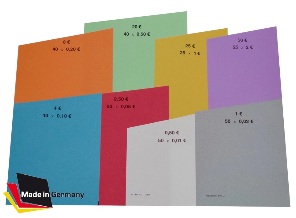 ORGAEXPERT EURO Münzen Handrollpapier 1 Cent bis 2 EUR frei wählbar Rollpapier Hartgeld