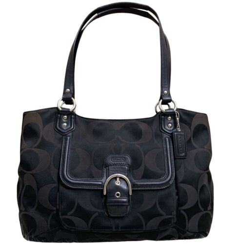 COACH CAMPBELL Black Signature Sateen BELLE Carry All Tote F25294 - Photo 1/16