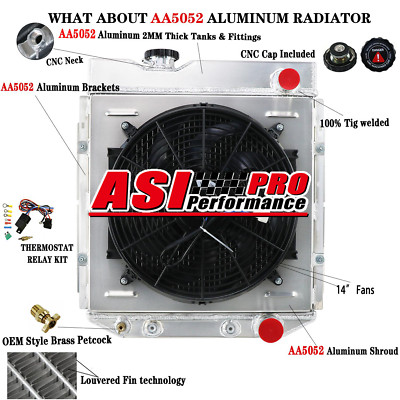 for ford 64-66 Mustang/60-65 Falcon Comet l6 V8 3 Rows Radiator+Shroud fan+Relay