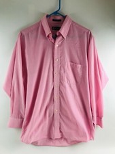 Chaps Dress Shirt Men's Size M 15-15.5 Pink Mini Check Button Down Long Sleeve