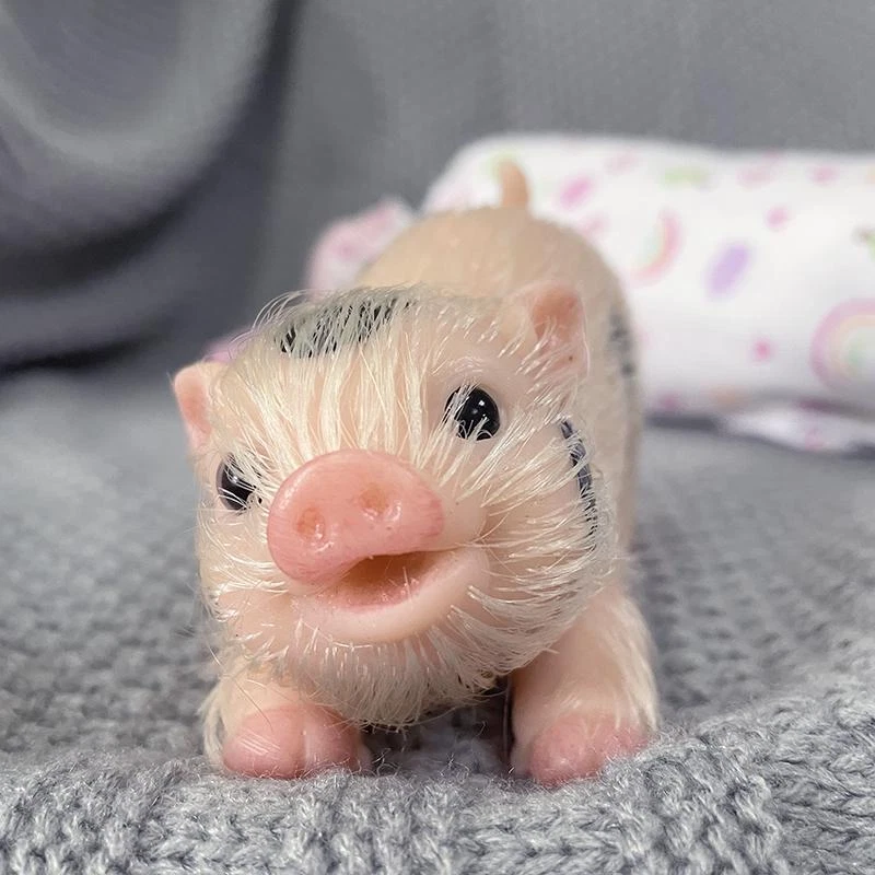 Mini Full Body Silicone Piglets AKA Micro Reborn Pigs Brown with Spots