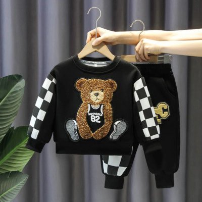 Frühling Baby Stickerei Kleidung Set: Bär Sweatshirt & Hose Baumwolle Trainingsanzug