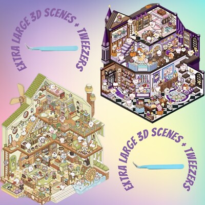 2 (3D) 8.89 x 7.48 Isometric Scene Rooms. Castle and Magic School.