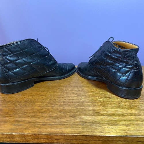 Vintage Cole Haan Women's Leather Dress Booties 7AA*NarrowBlack Quilted Laceup - Picture 7 of 16