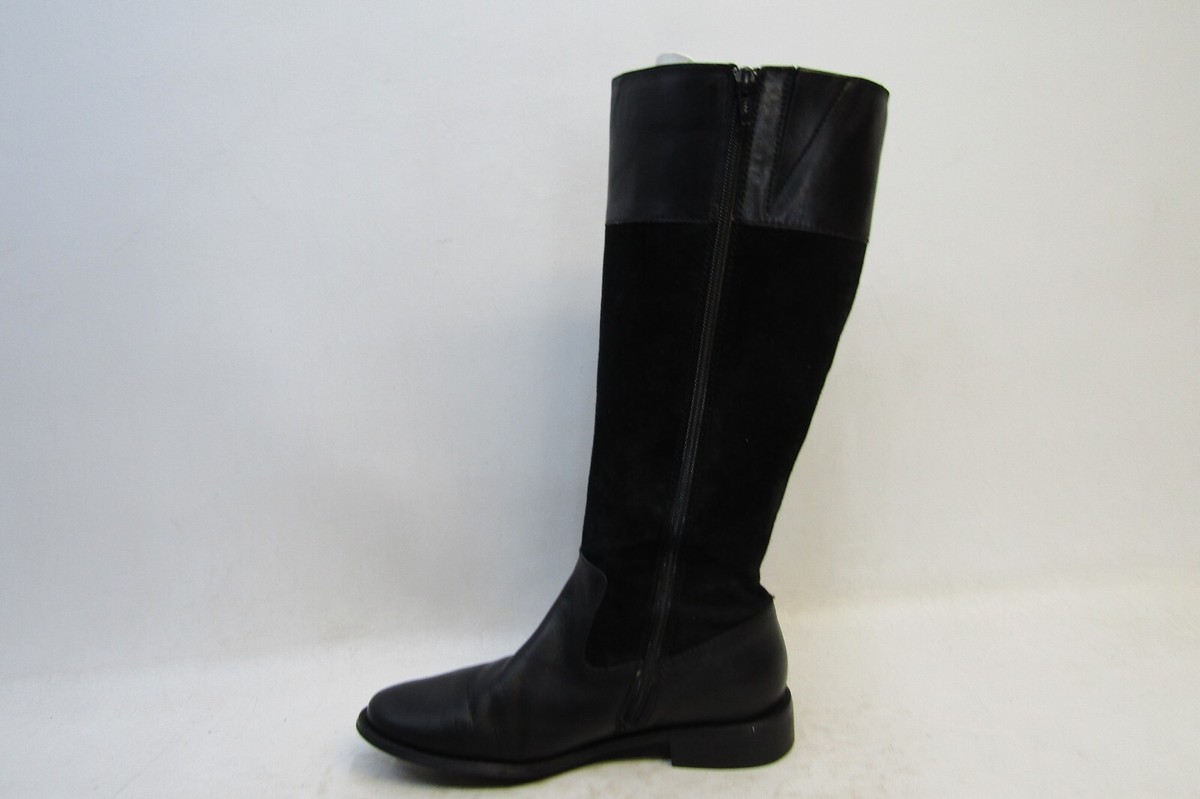 ANNE KLEIN Womens Size M Black Leather Suede Knee High Zip Fashion Boots