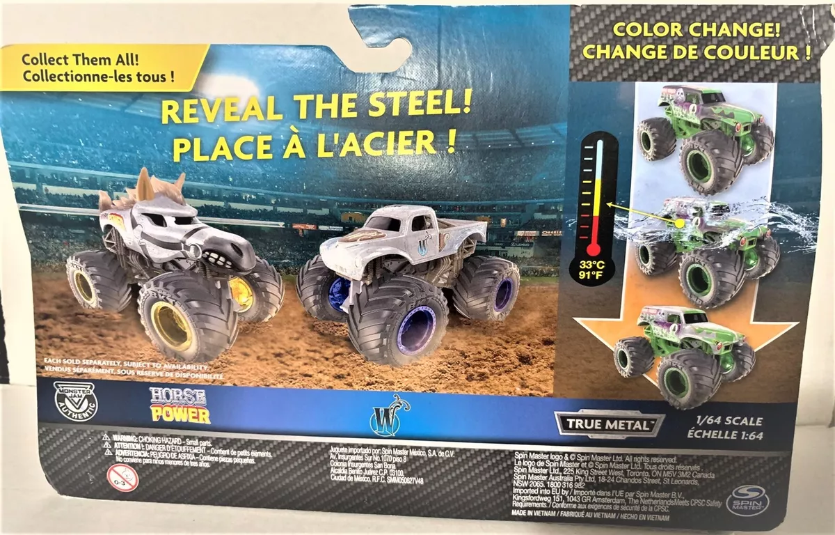 Monster Jam, Official Reveal The Steel 4-Pack of Color-Changing Die-Cast  Monster Trucks, 1:64 Scale