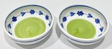 Vintage CALECA Italy GREEN WAY Pattern 7" CEREAL BOWLS Set of 2 Excellent!