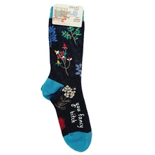Sock Blue Q Crew Women Boy You Fancy Bi*ch Flowers Funny Plant Cotton NWT NEW