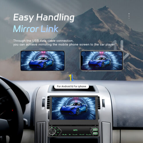 7" Retractable Single 1DIN TYPE-C Car Radio Stereo MP5 Player TouchScreen BT FM - Picture 9 of 20