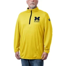 Men's University of Michigan Wolverines Q-Zip Jacket Thermatec Performance 1/4