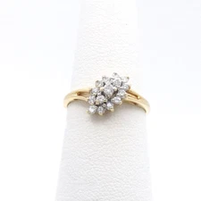 14k Gold Diamond Waterfall Ring Promise Bypass Staircase