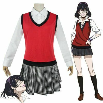 Anime Kakegurui Compulsive Gambler Midari Ikishima Cosplay Costume Uniform Dress