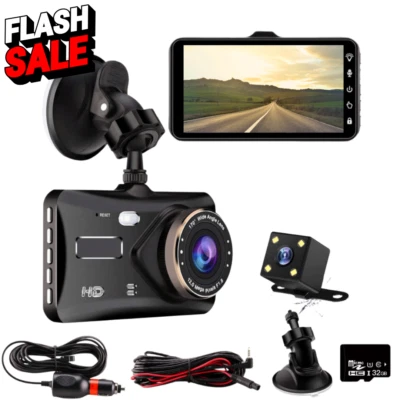 DASH VISION 1080P HD Dual Dash Cam - Front and Rear Cameras, Night Vision, Motion Detection