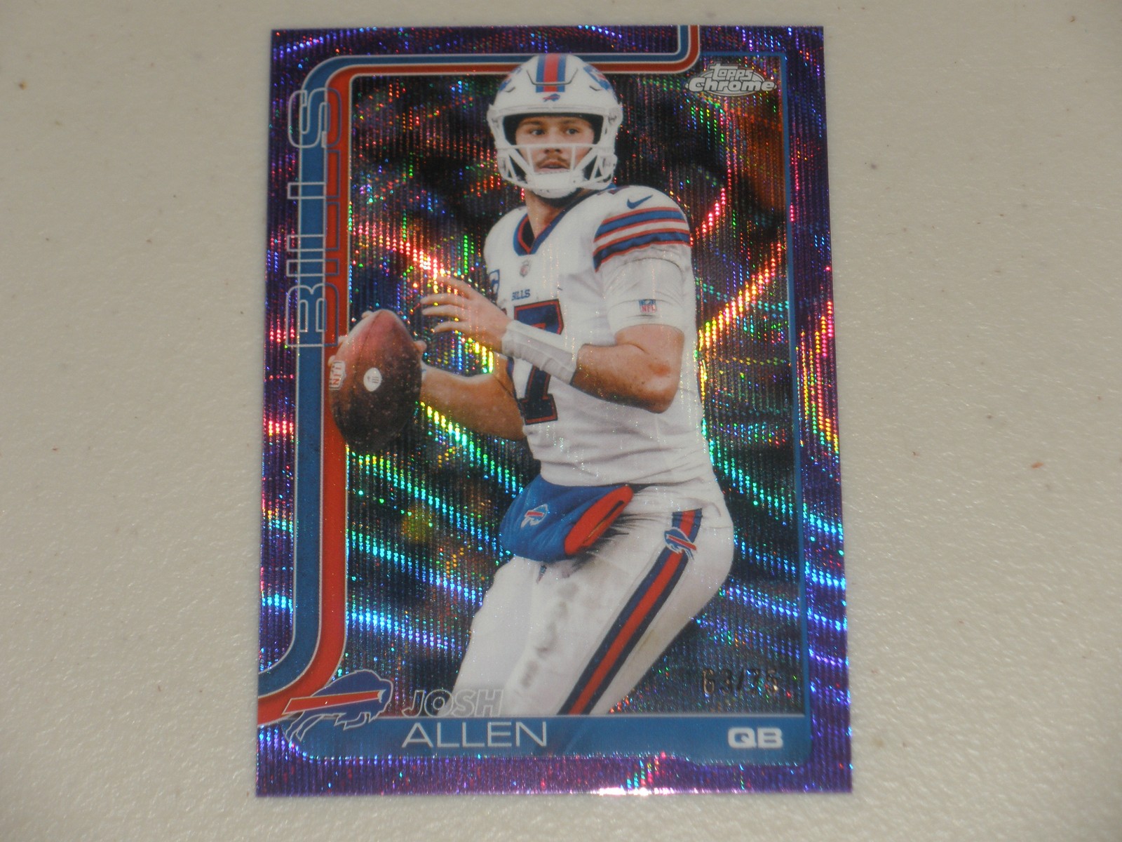 2025 Topps Chrome Purple Wave Refractor #34 Josh Allen 63/75