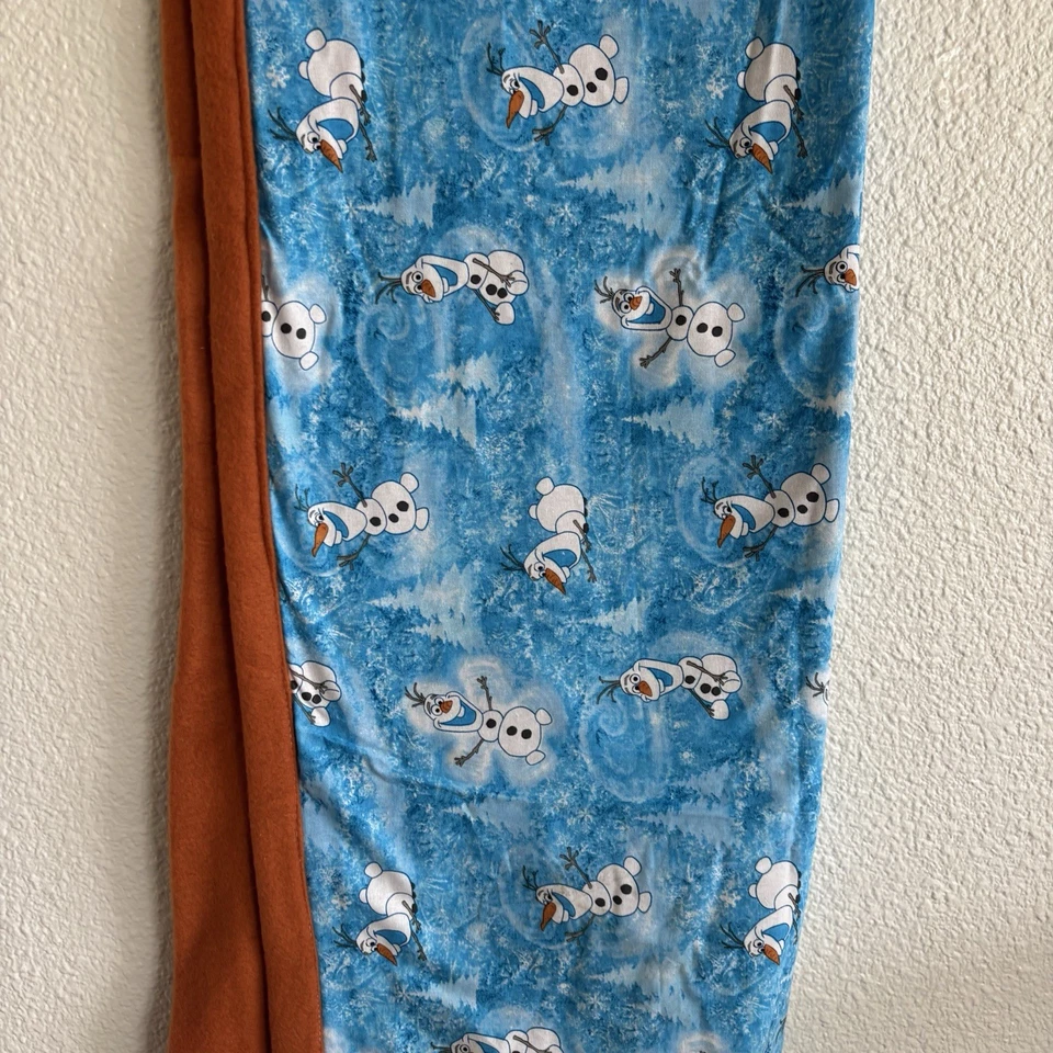 Homemade Olaf Frozen Blanket With Orange Background Fleece Throw - Image 3 of 4