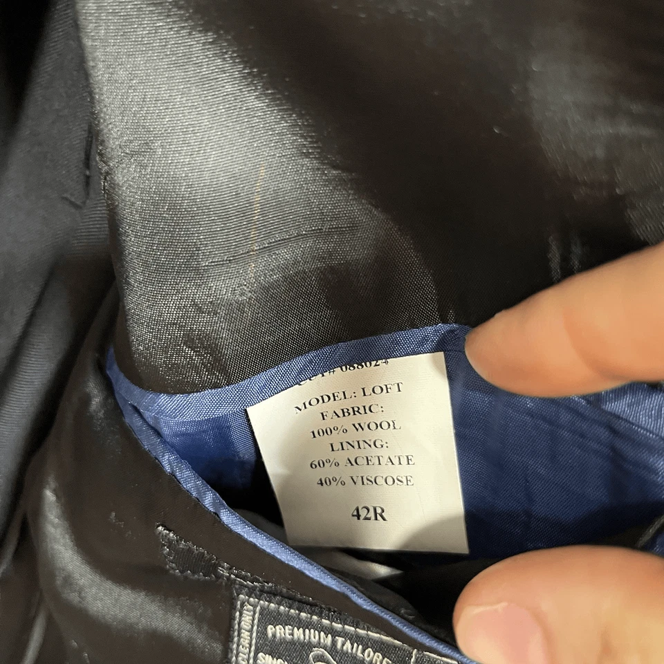 John Varvatos Suit Mens 42 Reg Blue Blazer Jacket Pants Wool 2 Piece - Image 4 of 4