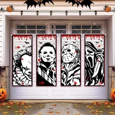 Halloween Horror Backdrop Bloody Movie Character Banner Wall Door Party Decor