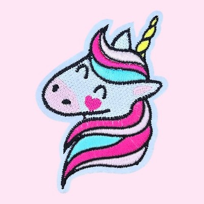 BLUSHING HEART CHEEK CUTE UNICORN KIDS APPLIQUE PLAYROOM IRON ON PATCH 3 x 2.5''
