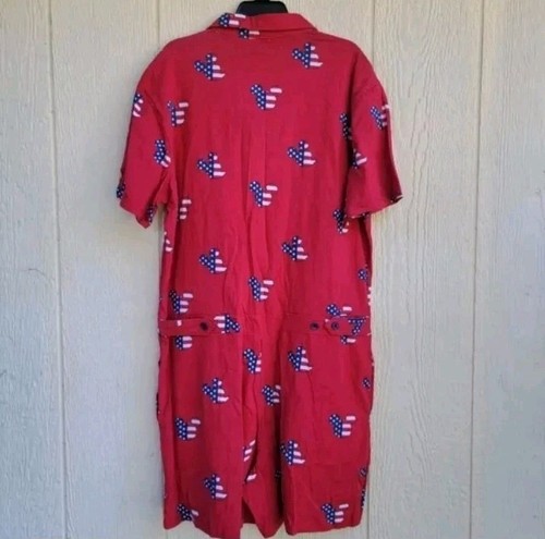 Disney Red Mickey Mouse American Flag Print romper Wmns M 4th Of July Disneyana - Picture 2 of 5