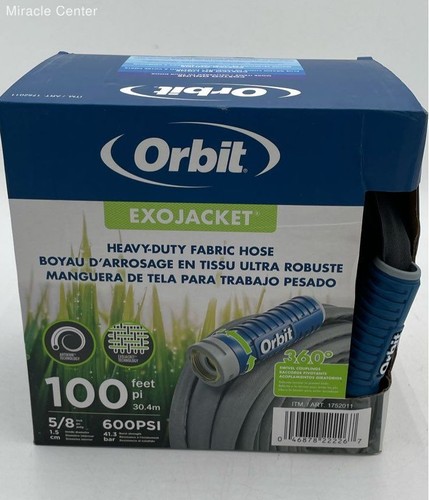 Exo-Jacket 5/8 100 ft Heavy Duty Fabric Hose 600 PSI UV Resistant Easy Hold Grip