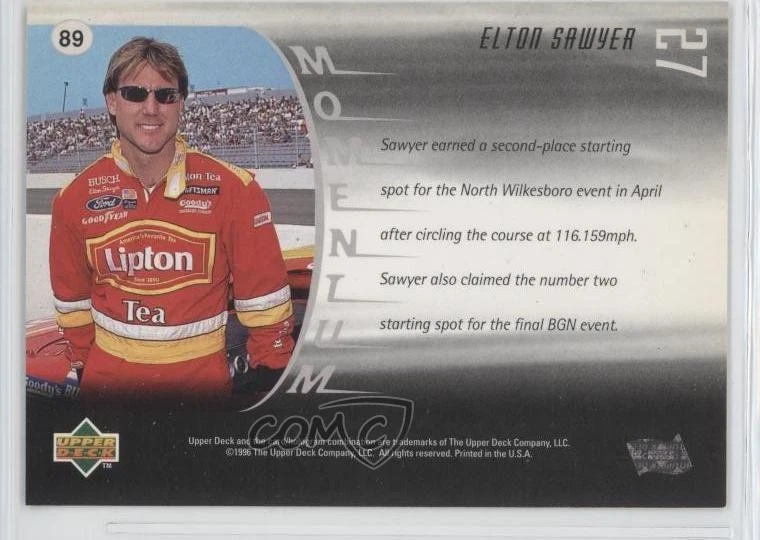1997 Upper Deck Victory Circle Momentum Elton Sawyer #89 - Image 2 of 2