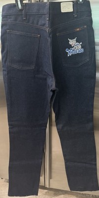 Vntg Collegiate Pacific Kentucky Wildcats Jeans Men's 34 Unhemmed NOS Dark Wash