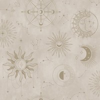 Cosmic Tapete Creme Gold Metallisch Sonne Mond Nacht Himmel Muster 14252 Holden