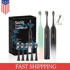 Sonic Electric Toothbrush, USB Charging, 5 Replaceable Heads, IPX8 Waterproof