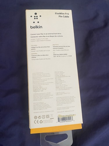 Connect By Belkin FireWire 9-6 Pin Cable 2M/6FT. Never Used and in original box - Picture 2 of 2