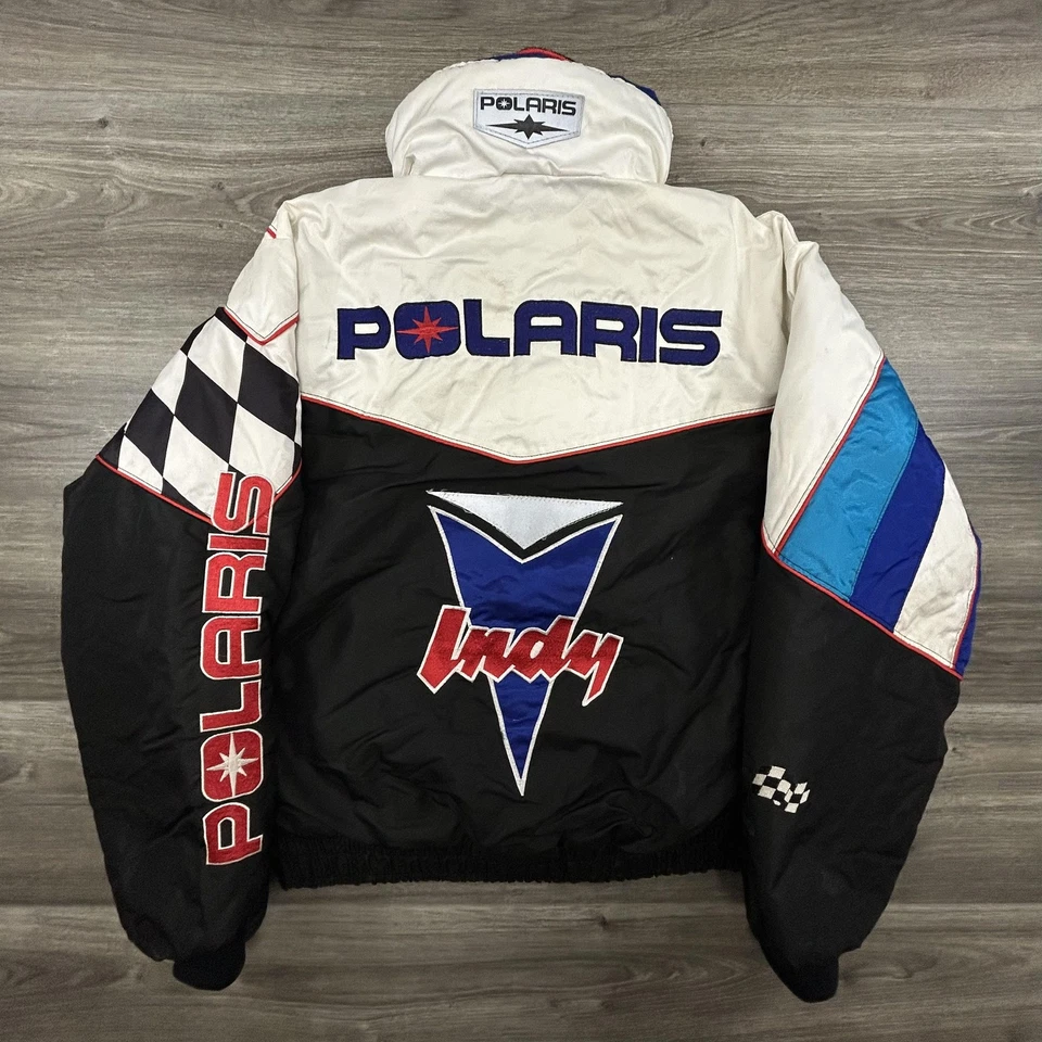 VINTAGE Polaris Jacket Mens Large Snowmobile Coat Puffer Racing Fleece 90s - Image 2 of 4