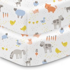 2 PCS Farm Cotton Percale Fitted Crib Toddler Bed Mattress Sheet 52x28 In