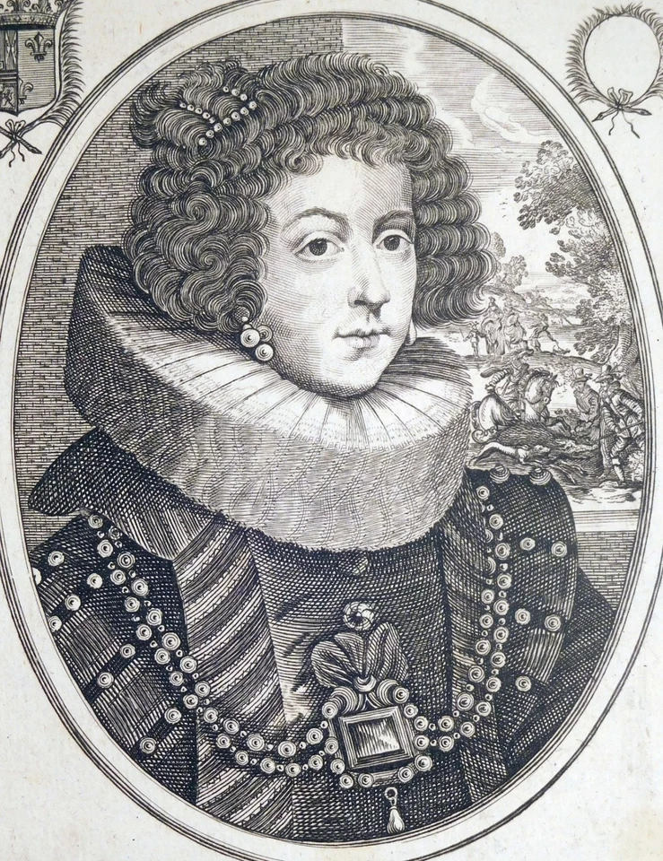 Kupferstich, Elisabeth von Bourbon, um 1660, Frankreich - Bild 3 von 3