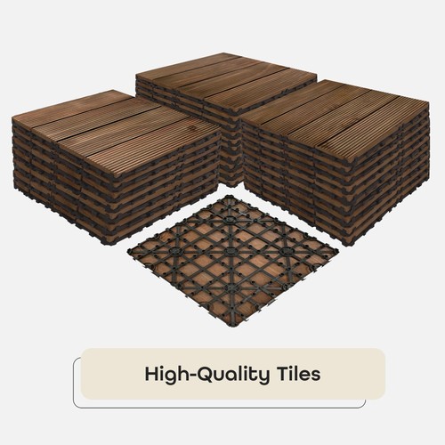 OutdoorZ Interlocking 12-Inch Deck Tiles, 27 Tiles - 12" x 12", Plank Royal M... - Picture 5 of 6