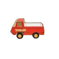 Vintage Red Tonka 18 Pressed Steel Metal Pickup Truck with Flatbed 4.5"
