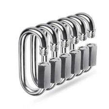 Quick Link 304 Stainless Steel D Shape Locking Carabiner Keychain Buckle 6 PK
