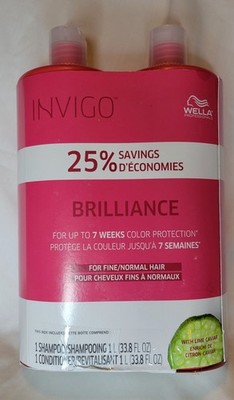 Wella Invigo Brilliance Shampoo, Conditioner Coarse Hair 33.8oz Duo + 2 pumps