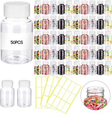 50 Pcs 80 ml Empty Clear Pill Bottle Plastic Medicine Reagent Bottle with White