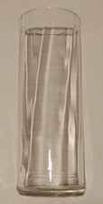 Vtg -Vase- Clear Glass - 9 in Tall - 3.25 in Dia - very mild angled ribbed