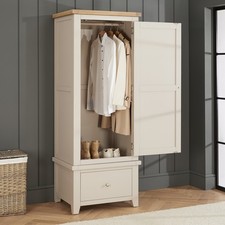 1 Door Wardrobe with Drawer Cheshire Dove Grey Painted Single Solid Furniture