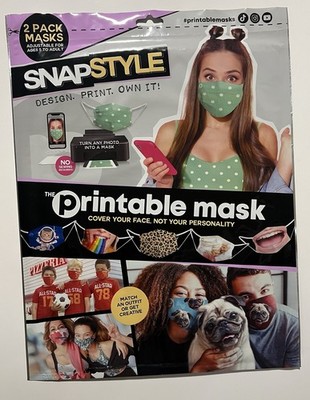 Set of 8 Snap Style Printable Mask (face) No Sew, Cloth, Elastic Nose Bridge
