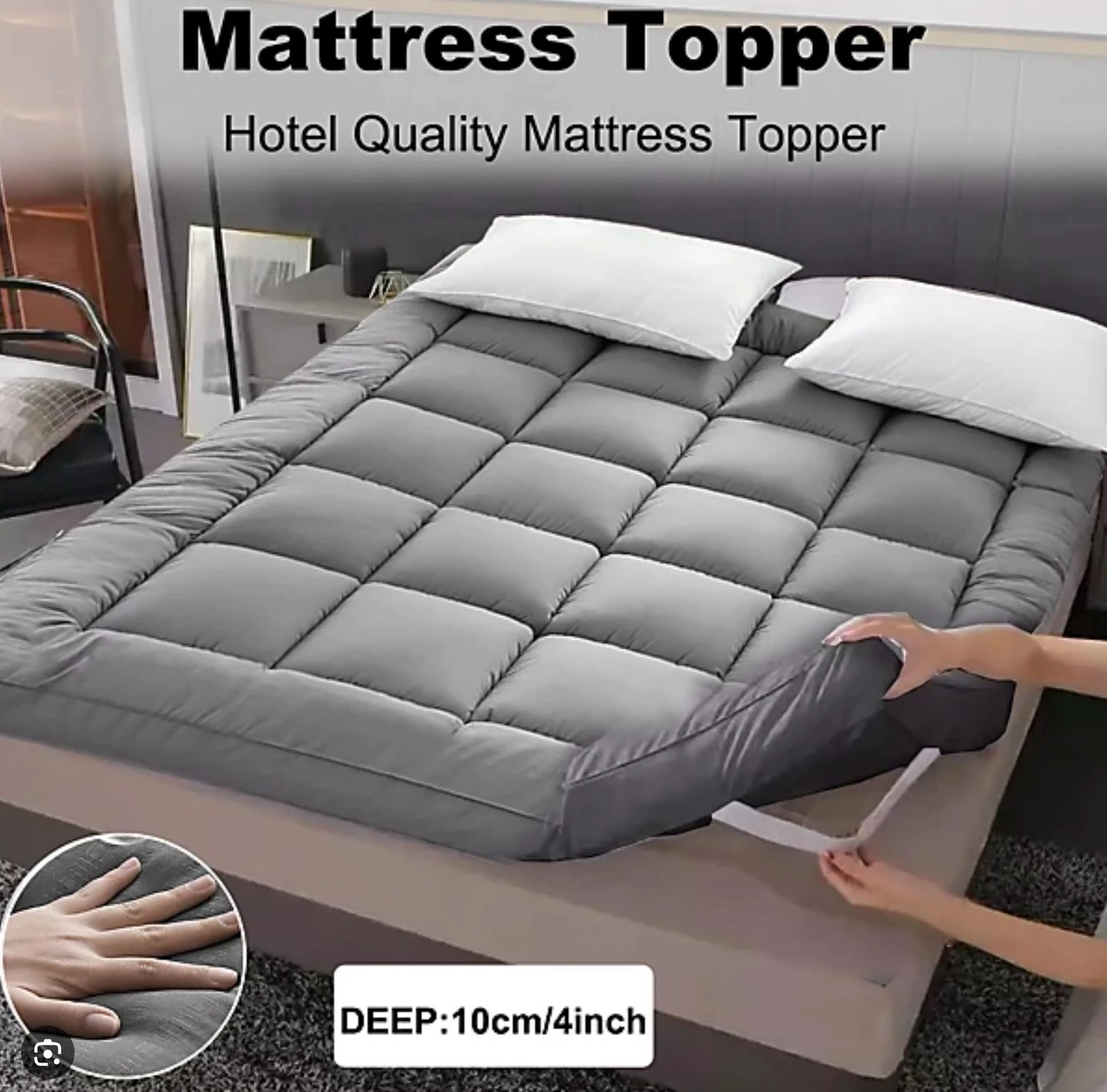 Lushaven King Size Mattress Topper 4" Extra Thick Premium Comfort Bed
