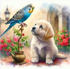 Dog Diamond Art Kits for Adults - 5D Bird Diamond Painting Kit for Beginners - D